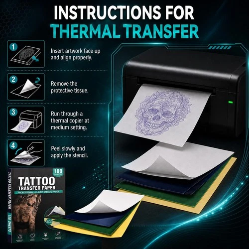 Clennaner Tattoo Transfer Paper, 8.5x11 Thermal Stencil image 7