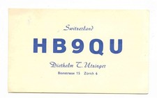 QSL Card HB9QUZurich Switzerland 1957