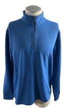 Brooks Brothers Mens Sweater Large 1/4 Zip Blue Pullover