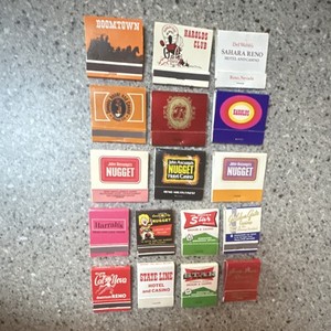 Vintage Casino Matchbooks Lot of 15 Reno NV & Las Vegas Harrah’s Nugget Sahara