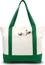 TOPDesign Canvas Tote Bag 1-Pack, Reusable Grocery Bag with Pocket