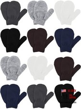 12 Pairs Toddler Mittens Bulk 4-6t Black, White, Gray, Dark Gray, Dark Brown
