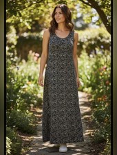 VINTAGE 90s CASUAL CORNER ANNEX Floral Midi Maxi Dress Size 14 Large Sleeveless