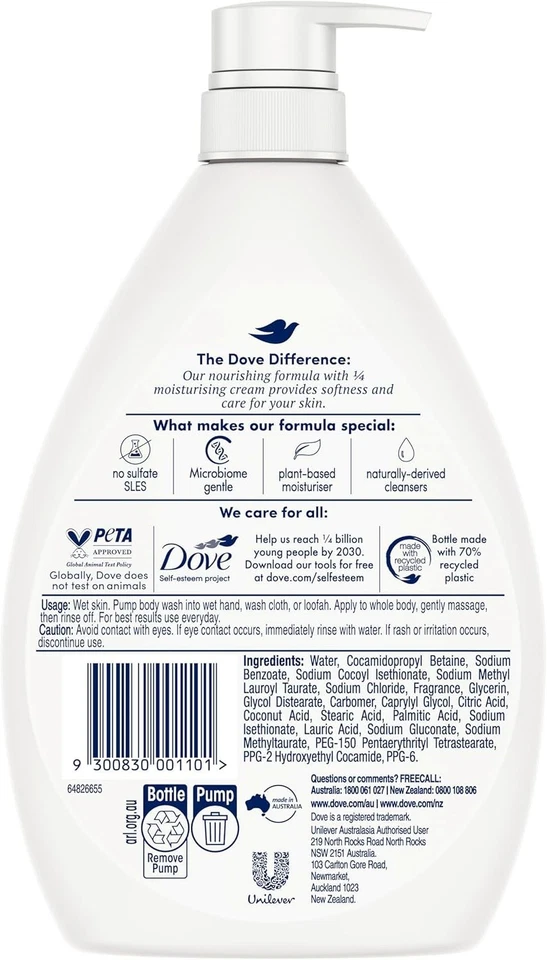 Dove Triple Hydrate Body Wash 1L | Deep Moisturizing & Nourishing Cleanser | Sul - image 3 of 4