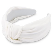 White Headband Knotted Satin Silk Top Knot Head Bands Non Slip Accessories