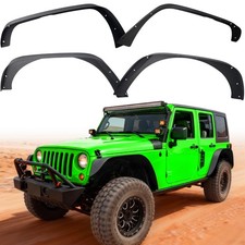 4x Front Rear Flat Fender Flares Mud Guards For 2007-2018 Jeep Wrangler Jk Jku