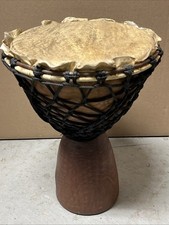 Hand Carved Djembe Drum Africa About 15 inches Tall with 10 inch Head