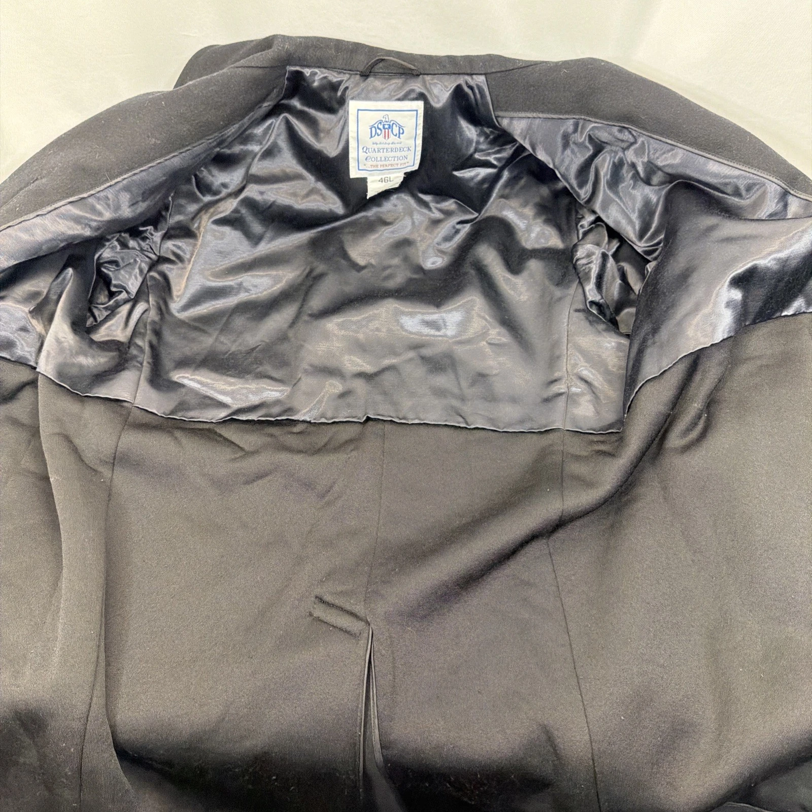 US Navy Issued Peacoat Military Authentic DSCP Thick Wool Men 46 L Black USN image 8