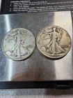 Lot of 2 - 1943 Walking Liberty 90% Silver Half Dollars Circulated Ungraded
