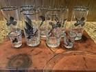 Set of 7 Vintage Federal Glass Sportsman Glasses and 2 Shot Glasses