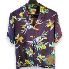 Vintage Paradise Found Hawaiian Shirt Men's Est Medium Toucan Bird of Paradise