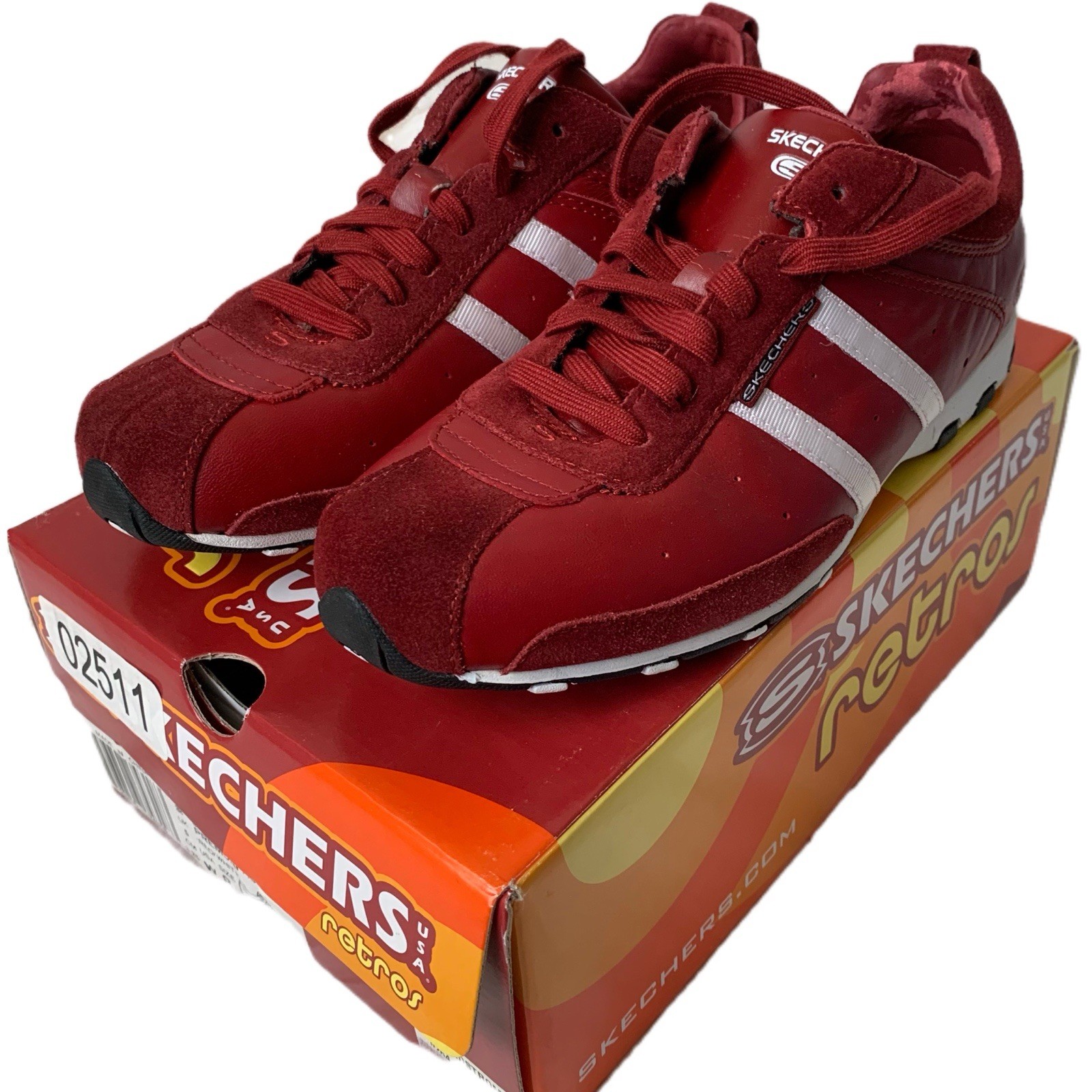 Skechers Shadows Premonition SN 1508 Womens Red Leather Fashion Sneakers US Size 8