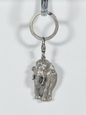 Thailand Elephant Pewter Keychain On Silver Tone Detachable Keyring