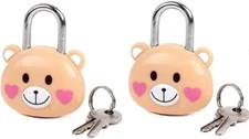 Cute Bear Lock Padlock with Keys, 2PCS Cute Security Lock for Suitcases Lockers
