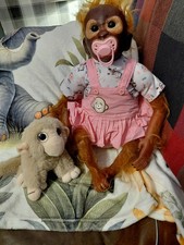18 " Baby Monkey Doll . Clothes. Nappies. New Jungle Blanket.