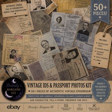 50 piece vintage style ID passport Photos  Lot Junk Journal Ephemera