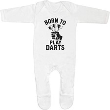 'Born To Play Darts' Baby Romper Jumpsuits / Sleep suits (SS054467)