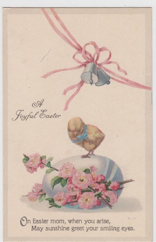 Chick Standing HUGE Easter Egg Flowers Postcard - Picture 2 of 3