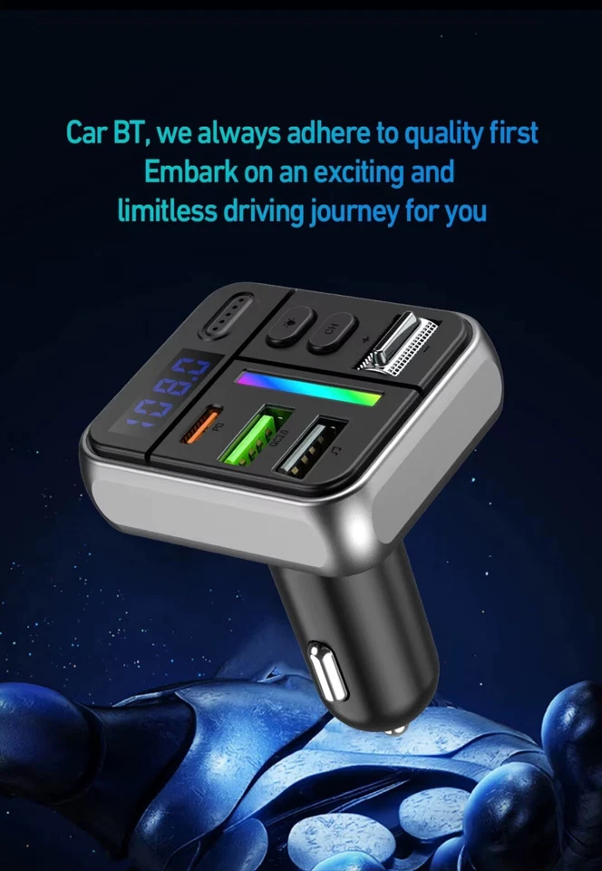 Kfz-FM-Sender, Bluetooth 5,3-Headset, Radio FM-Modulator,Auto Transmitter,USB-С - Bild 3 von 4