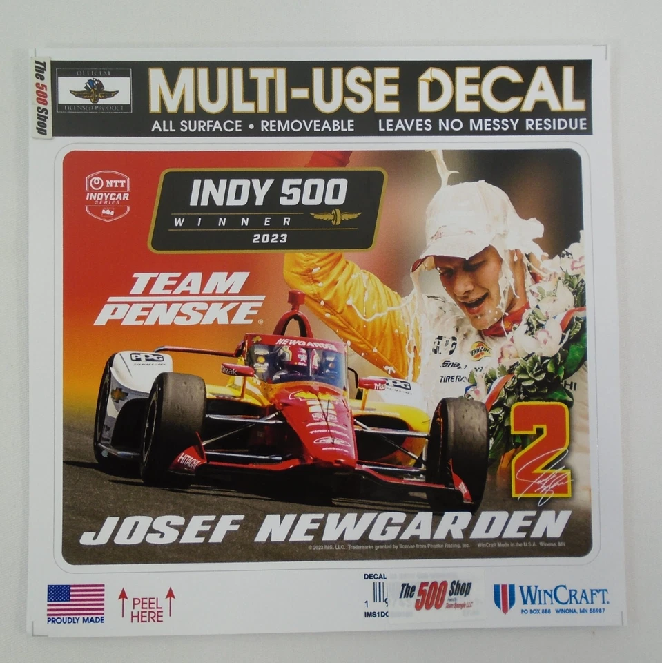 2023 Indy 500 Winner Josef Newgarden #2 Shell Team Penske Collector Decal - Image 4 of 4