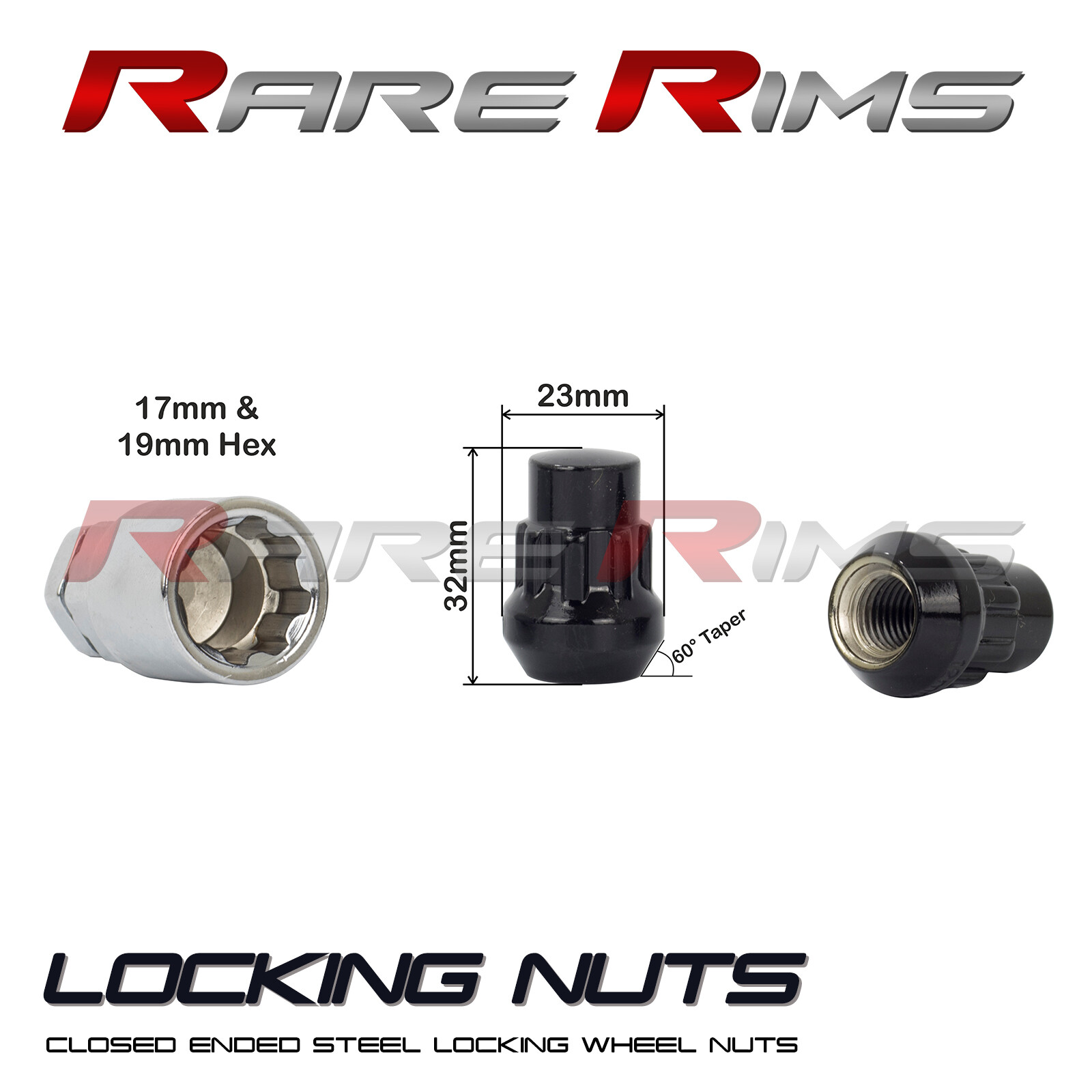 4 x Black Locking Wheel Nuts M12x1.5 Fits Honda Civic EG EK EP3 EK9 FN2