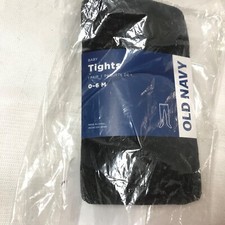 Old Navy Girls Soft Knit Tights Solid Black 0-6 Months Baby Toddler New