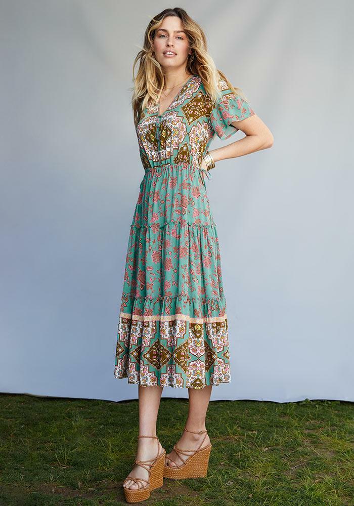 Matilda Jane - Down to Earth Dress - Geometric pattern, Mid calf - Size Sm  - NEW