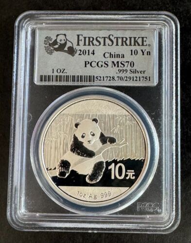 2014 Silver China Panda 10 Yuan 1 Oz .999 Coin PCGS MS70 First Strike GEM BU+
