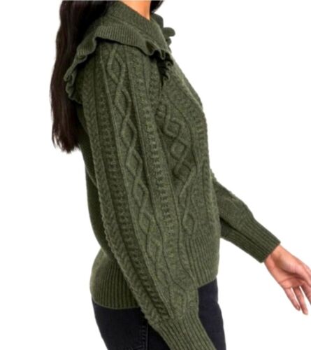 Suéter Madewell Hollydene Volantes Hombro Mezcla Lana Verde Oliva Oscuro Talla L - Imagen 6 de 13