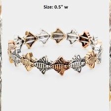 Statement Stretch Bangle Bracelet Honey Bee Link Chain Charm Silver Gold Copper