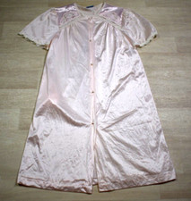 80s Lorraine Poly-Nylon Midi Nightgown VTG 1980s Button Front Baby Pink Coquette