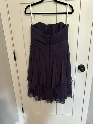 David's Bridal Chiffon Dress with Layered Skirt Purple Strapless Size 14 |  eBay