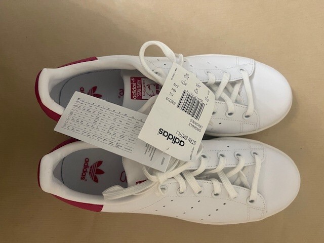 Adidas Stan Smith Original trainers white, cerise pink trim size