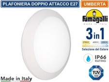 PLAFONIERA CIRCOLARE DAESTERNO IP66 BIANCA PERLAMPADINE CONDOPPIO ATTACCOE27 CCT