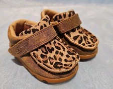 Leopard Infant Twisted X Baby Shoes Size 3M Moc Leather Upper