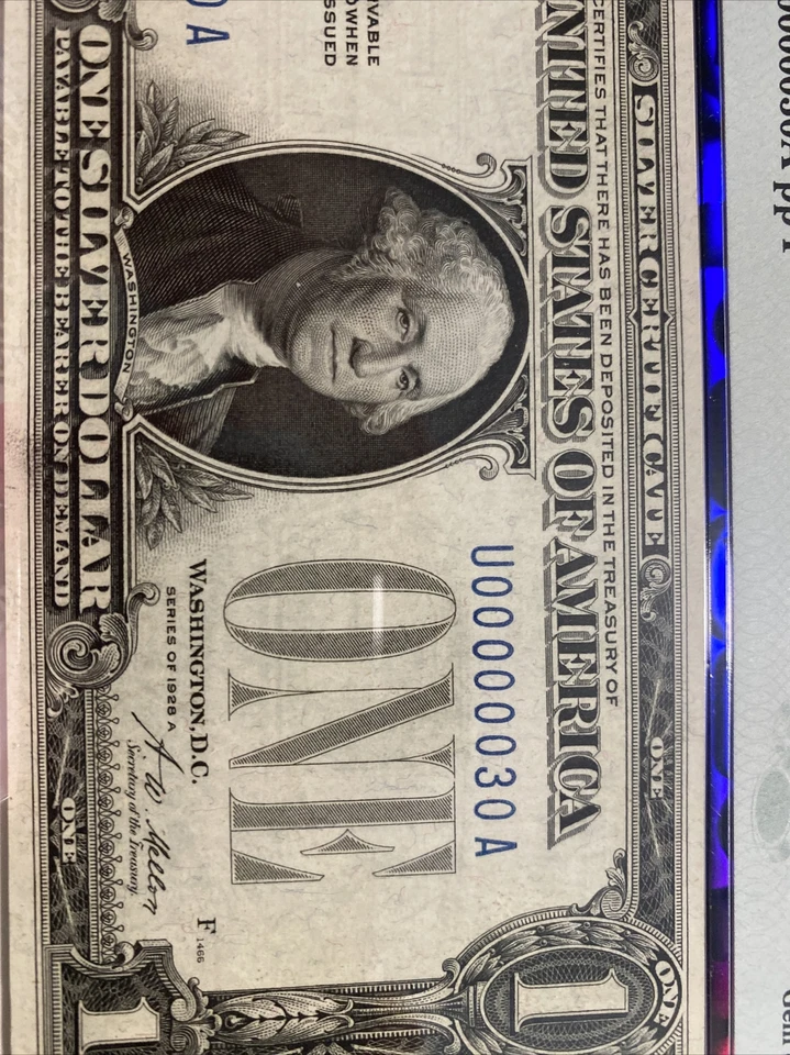 1928A&1963A $1&5《Funny Back Binary Match Number 00000030》65&66EPQ UNC Super Rare - Image 4 of 4