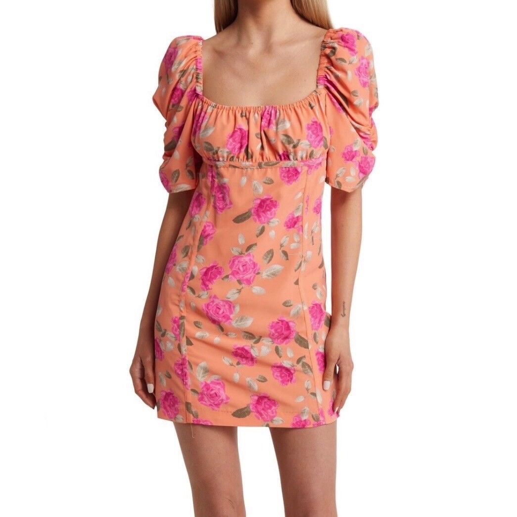 wayf orange dress WAYF