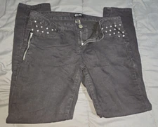 Rewash Women's Size 11 Black Jeans Pants Studded Punk Zipper Pockets Skinny