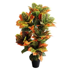 momoplant Artificial Croton Plant, 39inch Faux Fiddle Leaf fig Tree, Artifici...