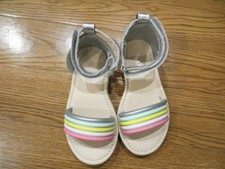 NEW CARTER'S TODDLER GIRLS SILVER GENE SANDALS WITH RAINBOW BAND 5, 6, 7 32