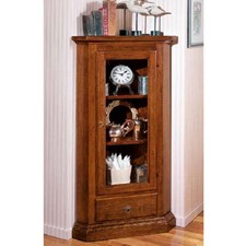 VETRINETTA AD ANGOLO IN LEGNO MASSICCIO ARTE POVERA NOCE SCURO