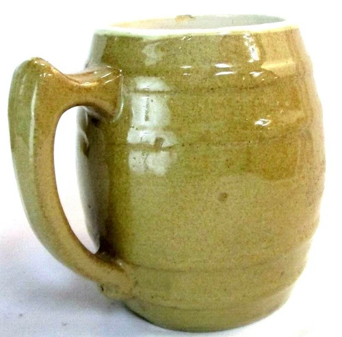 UHL Pottery Co., Pottery Barrel Mug, Light Brown Color, 4.5" Tall x 3" Diameter 