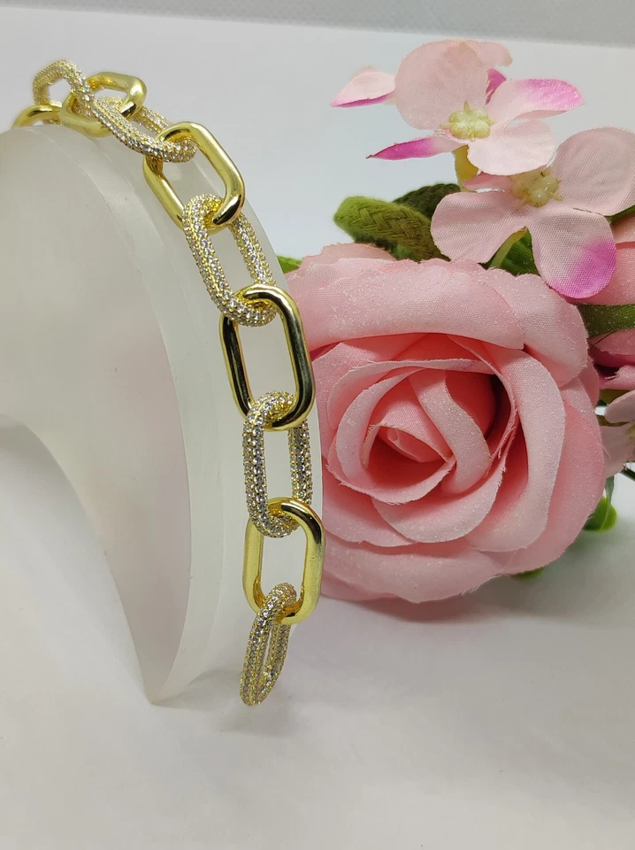 Bracciale donna argento 925 dorato. bracciale argento 925 placcato oro giallo - Immagine 3 di 4