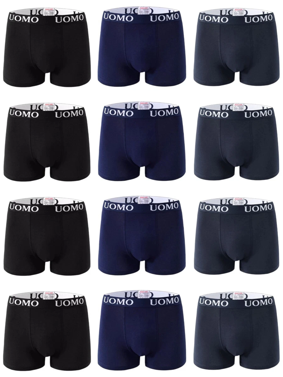 Ignite Boxer da uomo in cotone, confezione da 6 pezzi, biancheria intima da uomo, traspirante, senza etichetta antigraffio, Nero , L