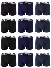 12PZ Boxer Mutande UOMO Cotone Elastico Color  Nero Blu Grigio Misure da M a 5XL