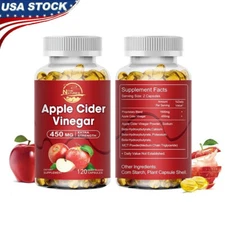 120PCS Apple Cider Vinegar Capsules - Digestive Health Support Weight Management