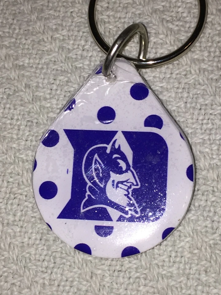 Duke Blue Devils POLKA DOT Rain Drop Blue and White Key Chain Key Ring #GoDuke - Image 2 of 4