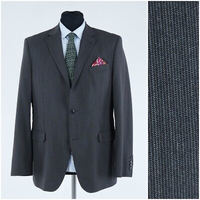 Gestreifter Herren Blazer 42R UK Größe BENVENUTO Grau Wolle Sport Mantel Jacke
