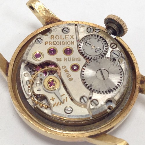 Rolex Precision 18Kt Yellow Gold 18 Rubies Manual Wind Watch Head Does Not Run - Picture 7 of 21