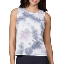 90 Degree by Reflex Women's Grey Purple Tie Dye Sleeveless Crop Tank Top New